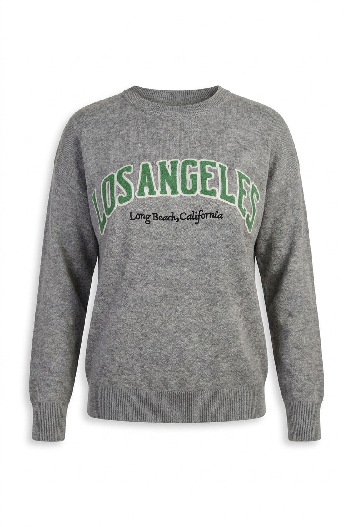Dorothy Los Angeles Graphic Long Sleeve Knitted Jumper - Grey_wb