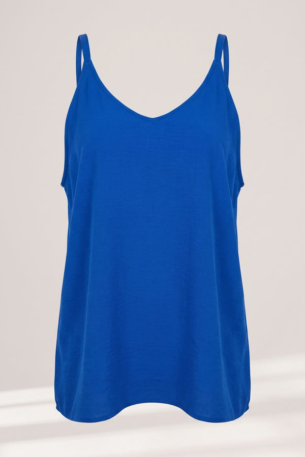 Vanya Sleeveless Scoop Neck Relaxed Fit Top - Royal