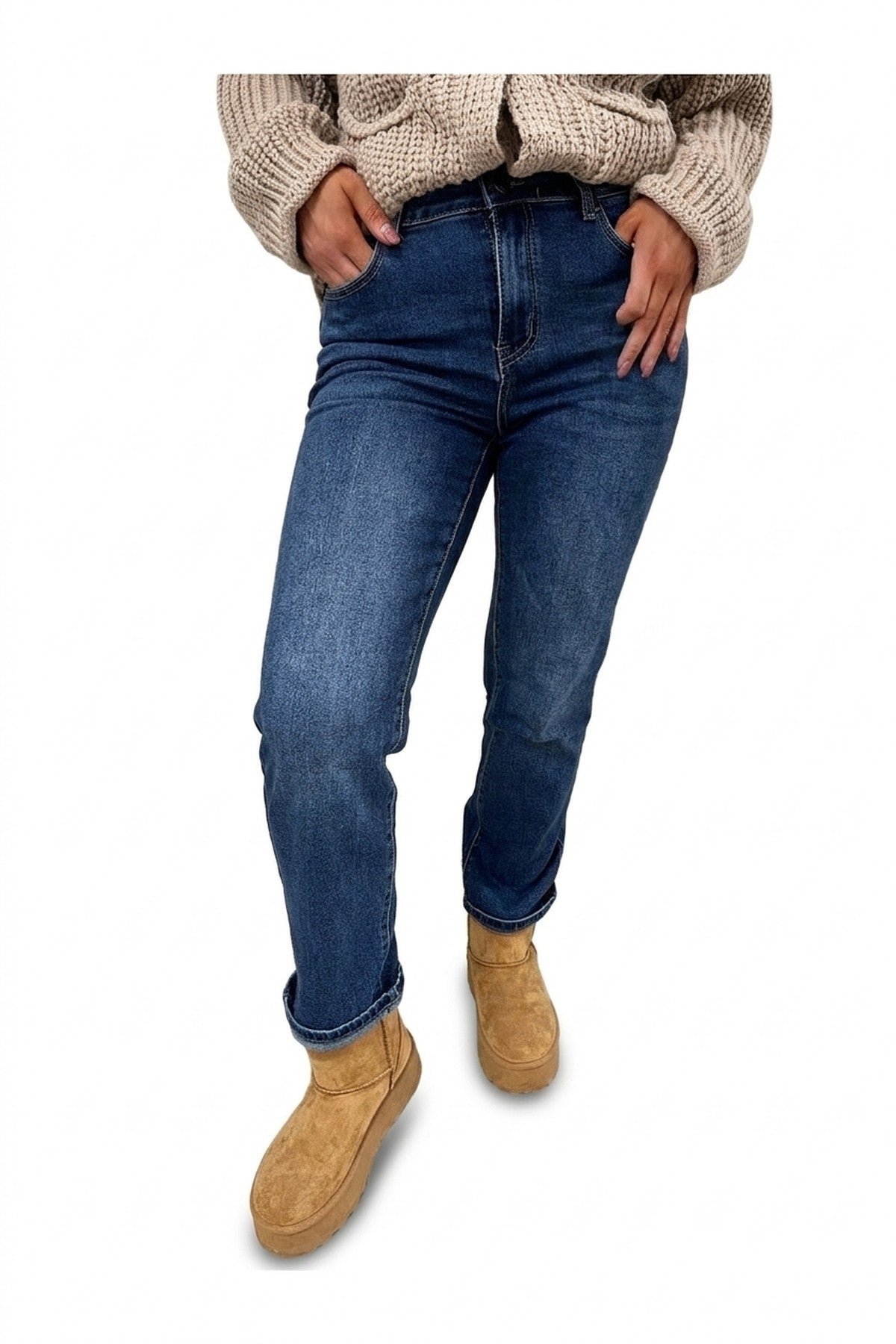 Kathryn Straight Leg High Waist Jeans - Denim_wb