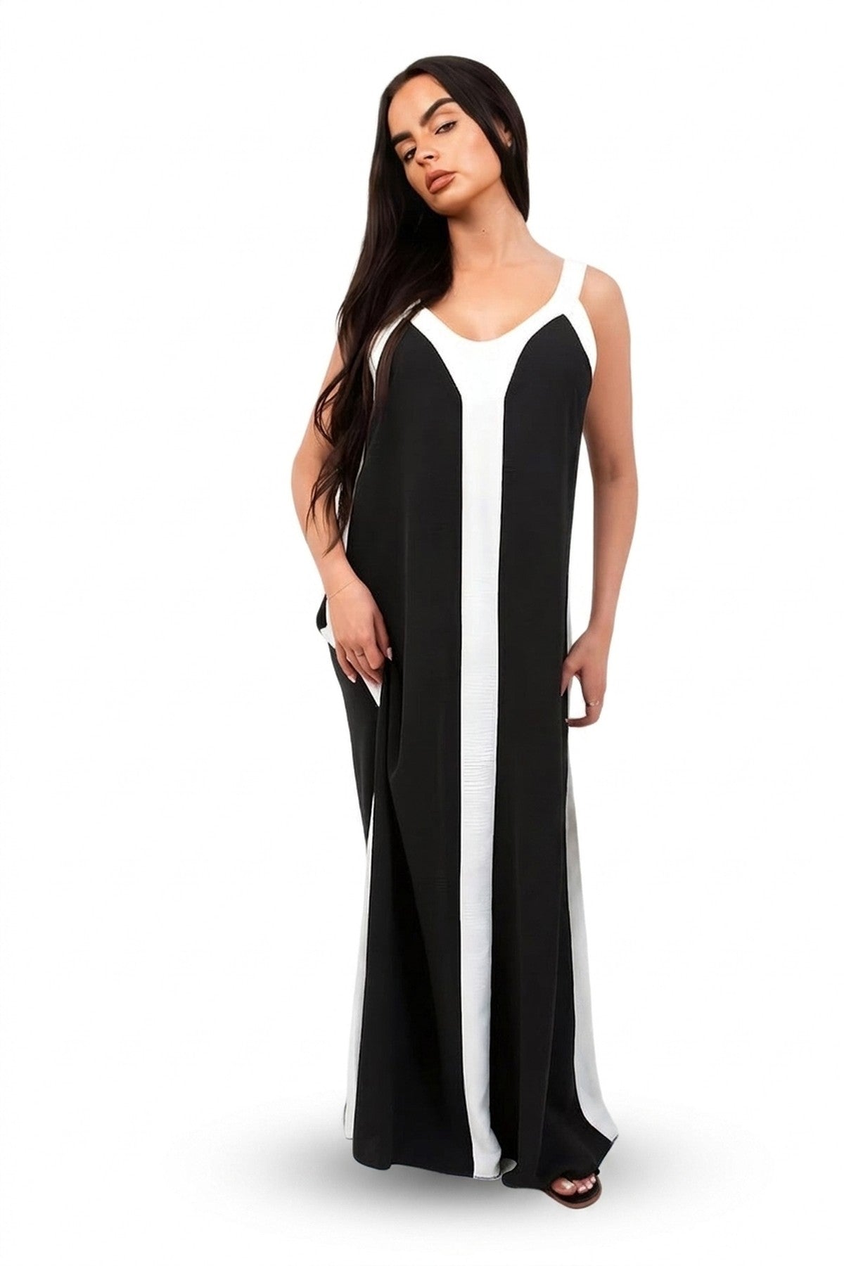 Bianca Two-tone Sleeveless Cami Maxi Dress - White
