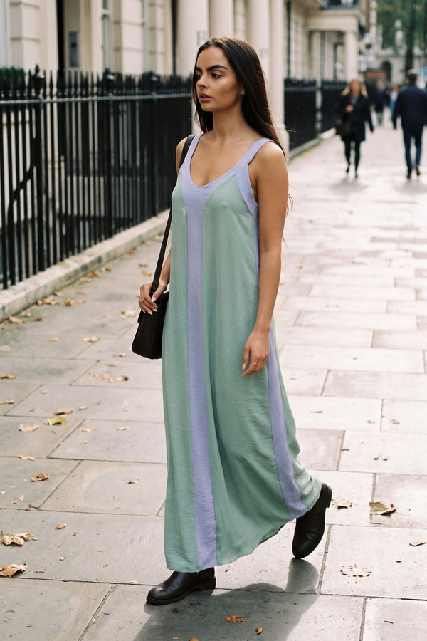 Bianca Two-tone Sleeveless Cami Maxi Dress - Lilac