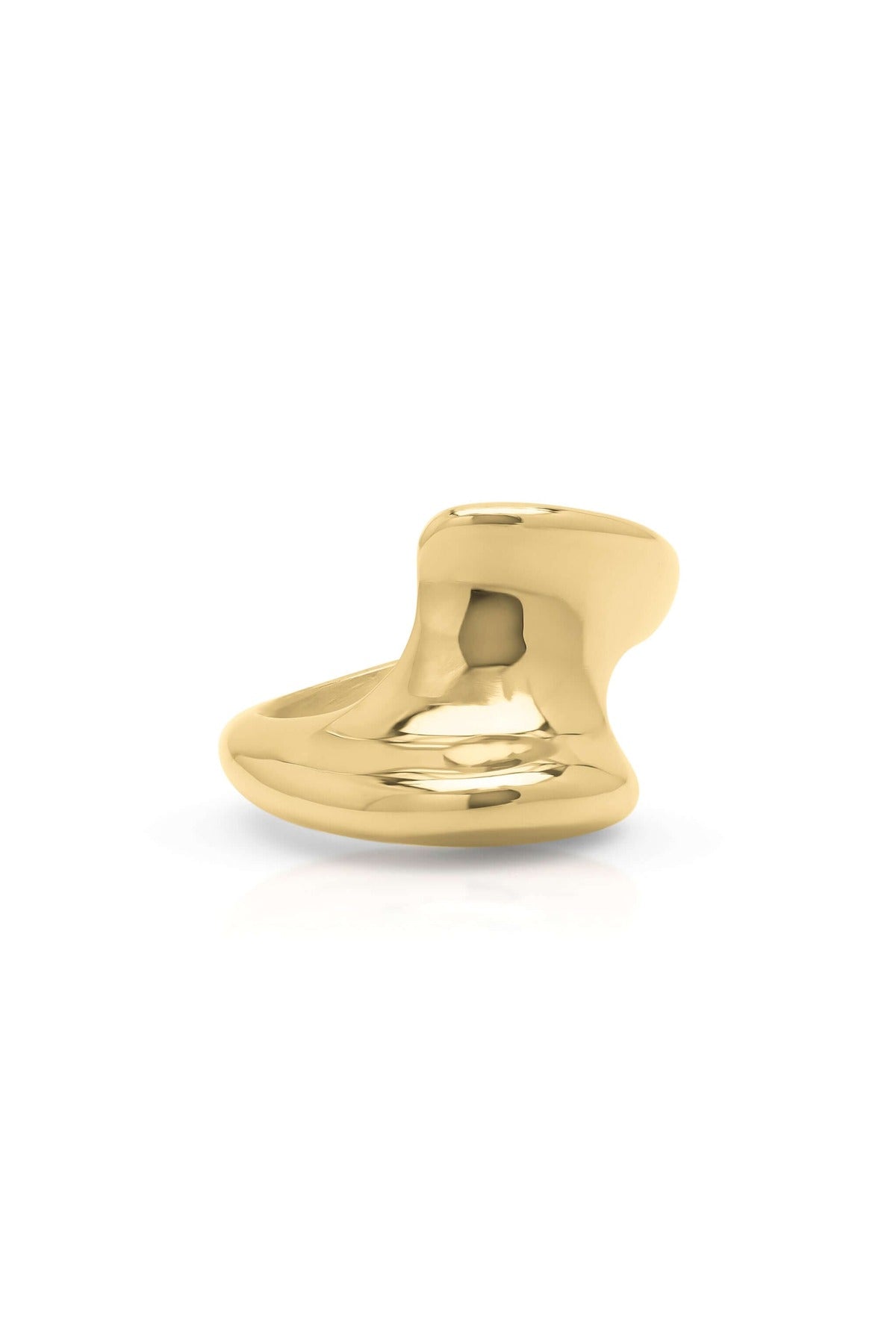Nyla Fluid Form Sculpted Ring with smooth curves and polished gold finish, combining elegance and modern design.