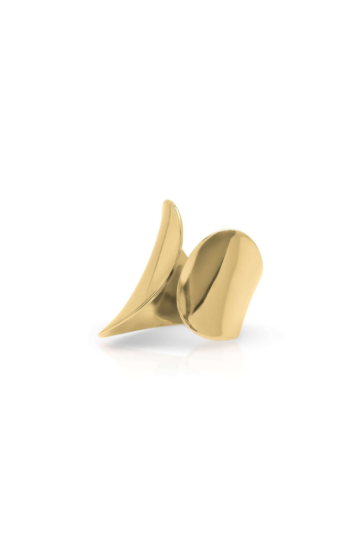 Elena sculpted leaf statement ring by ARIIRA, featuring a high-shine finish in an elegant, organic design.