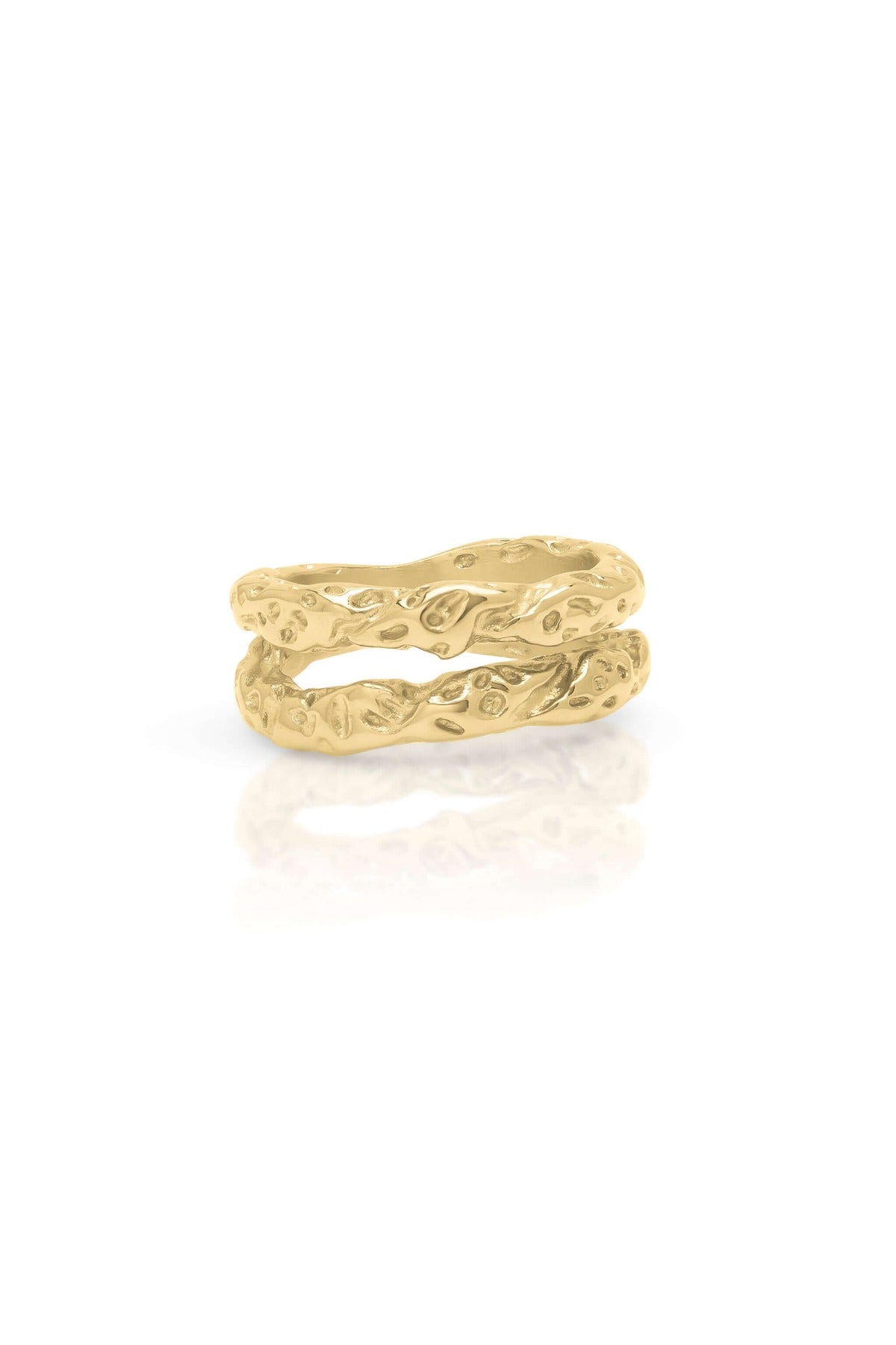 Sana Textured Twin Band Ring by ARIIRA, featuring a molten texture and organic design, perfect for meaningful jewellery.