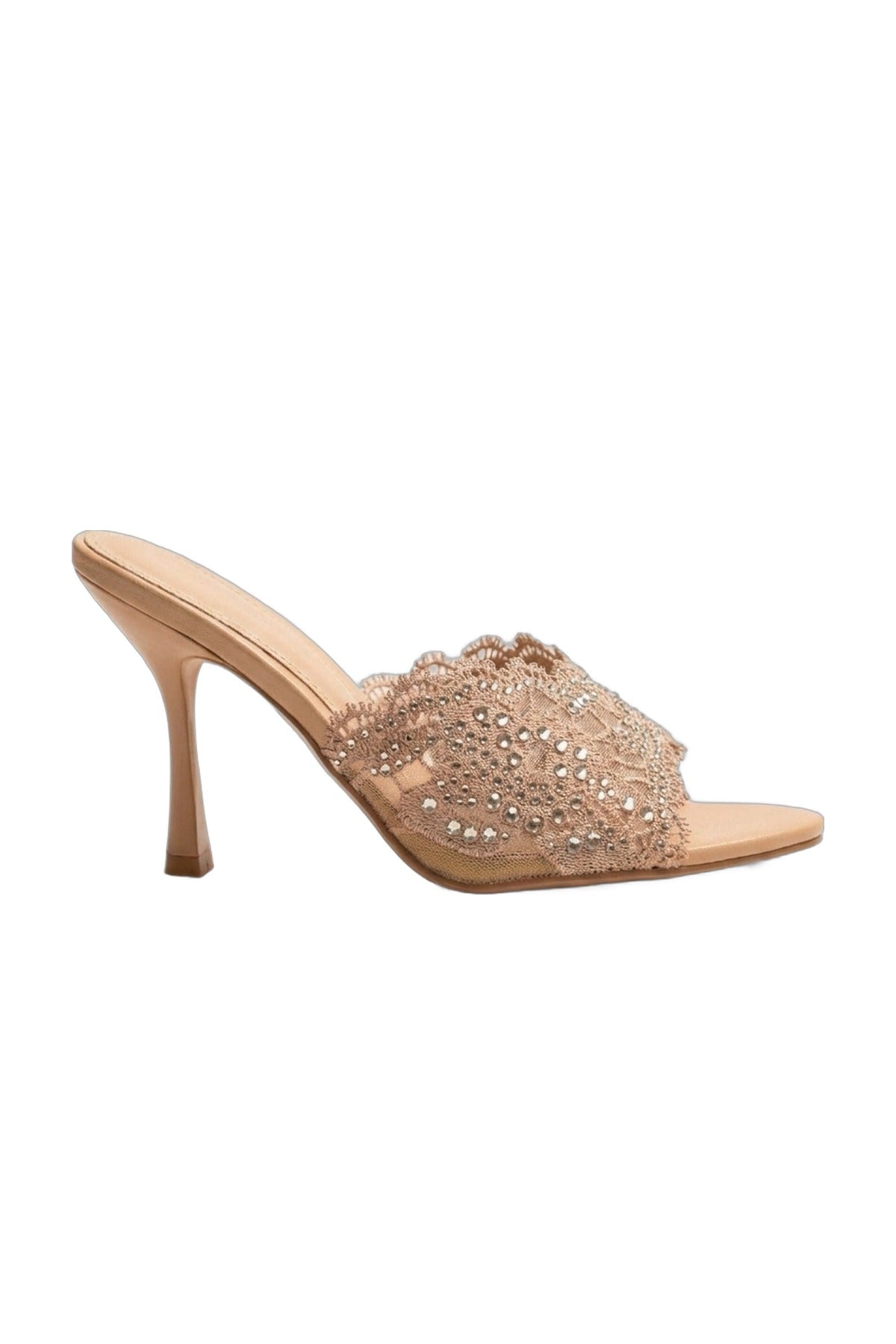 Ines Embellished Lace Stiletto Mules - Nude_wb