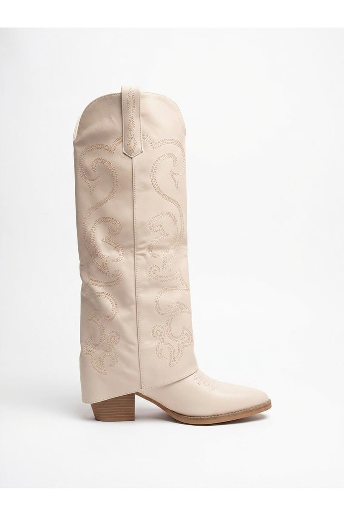 Ivy Womens Embroidered Western Cowboy Boots - Beige