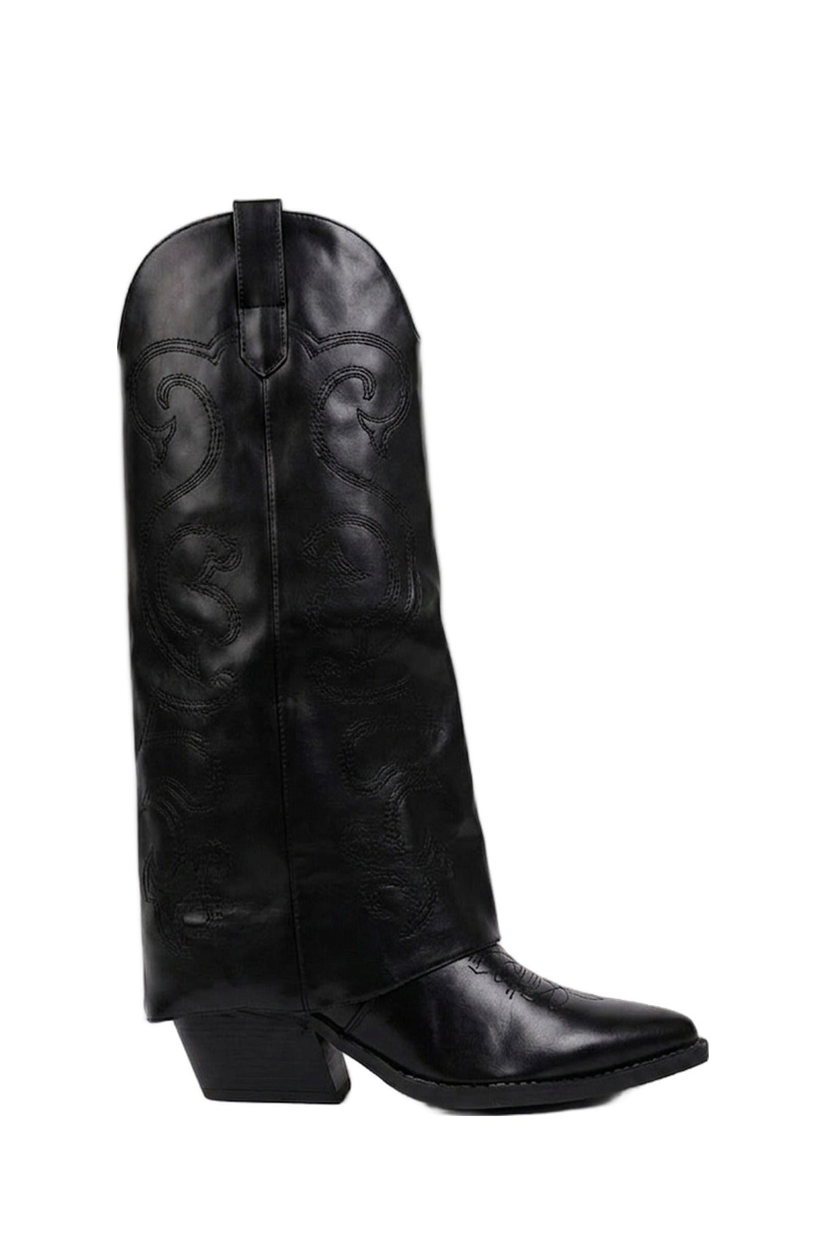 Ivy Womens Embroidered Western Cowboy Boots - Jet Black_wb