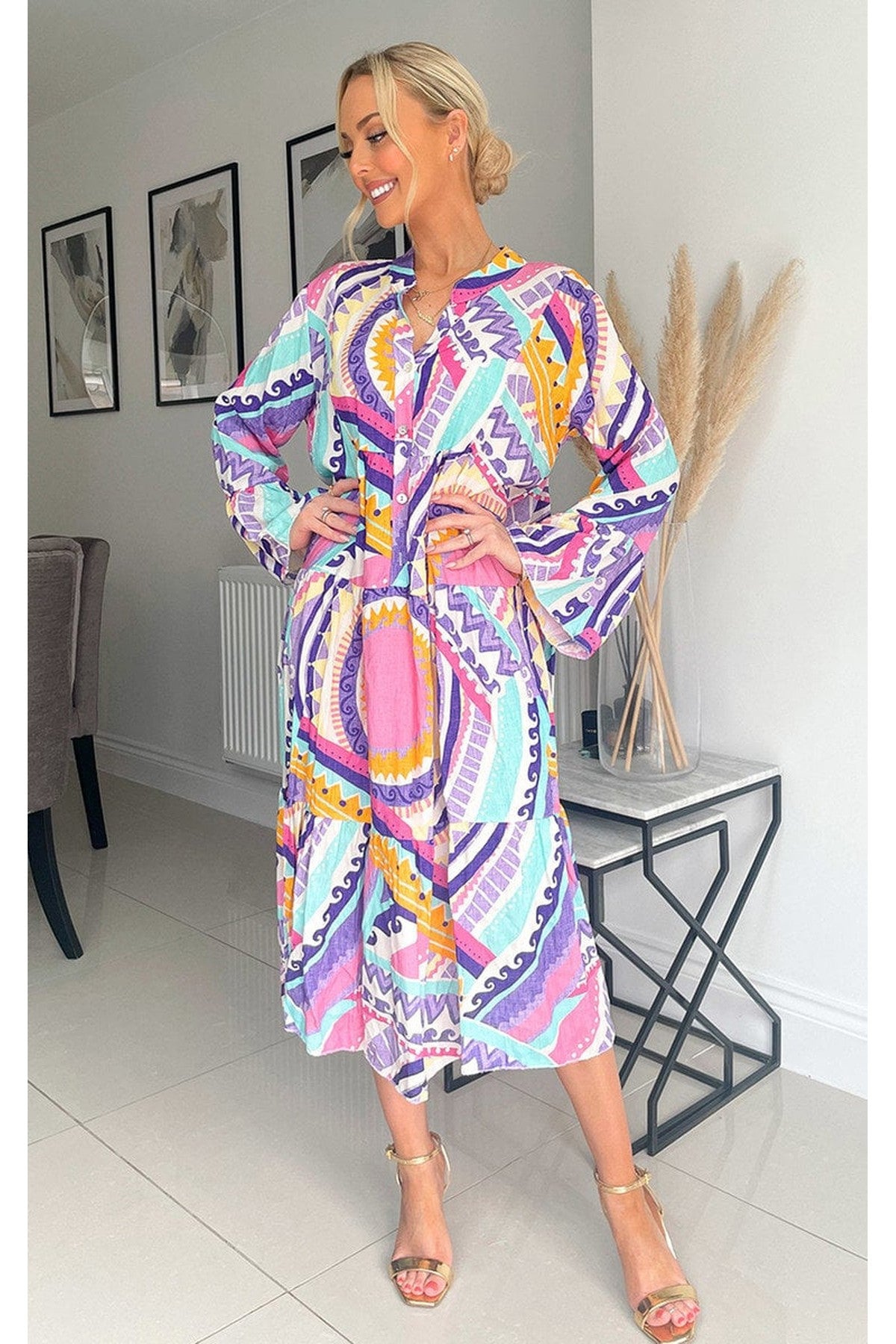 Janiyah Printed Midi Dress - Purple