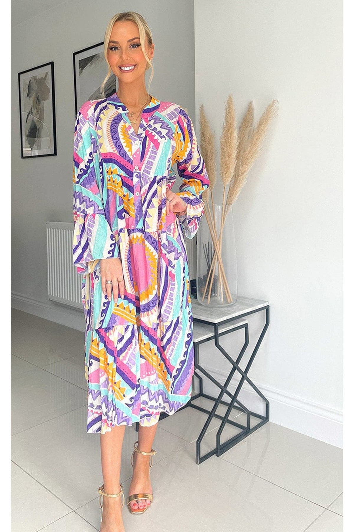 Janiyah Printed Midi Dress - Purple