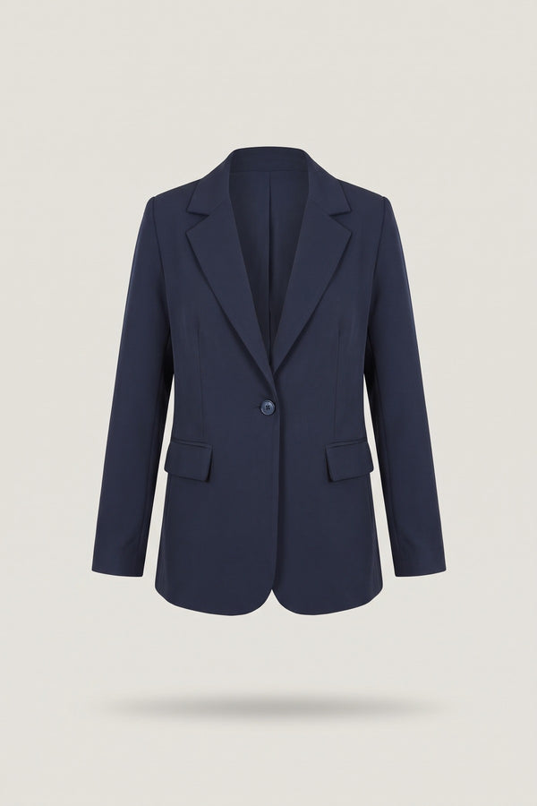 Jemma Open Front Oversized Casual Blazer - Navy