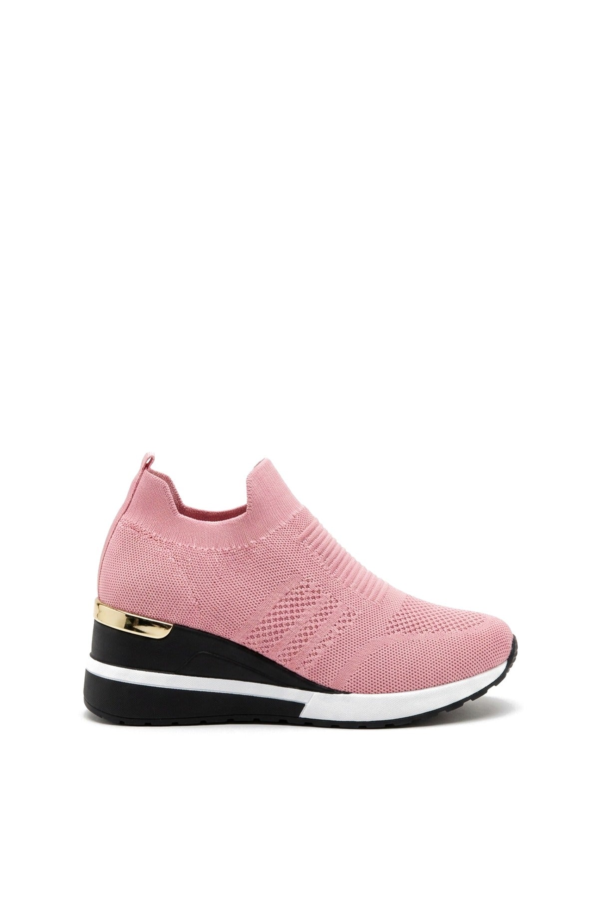Jessi Slip On Sock Wedge Trainers - Pink