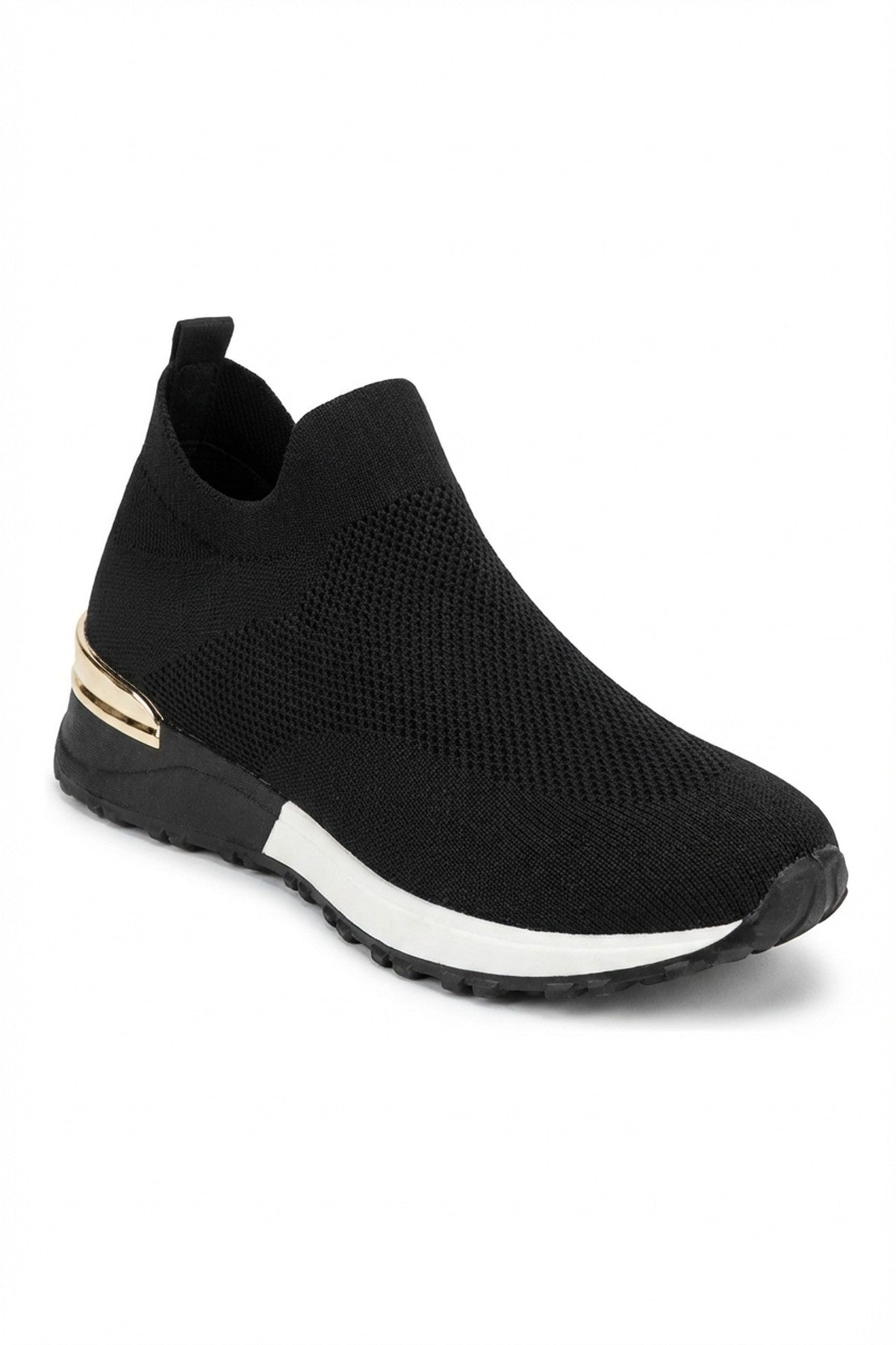 Jessi Slip On Sock Wedge Trainers - Jet Black_wb
