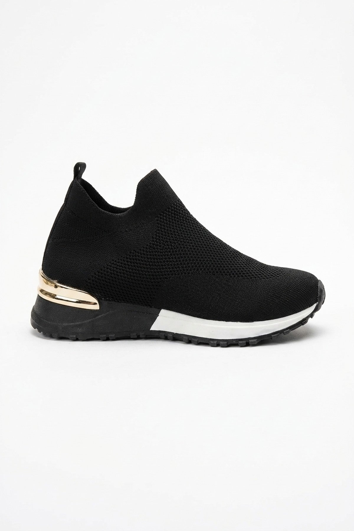 Jessi Slip On Sock Wedge Trainers - Jet Black_wb