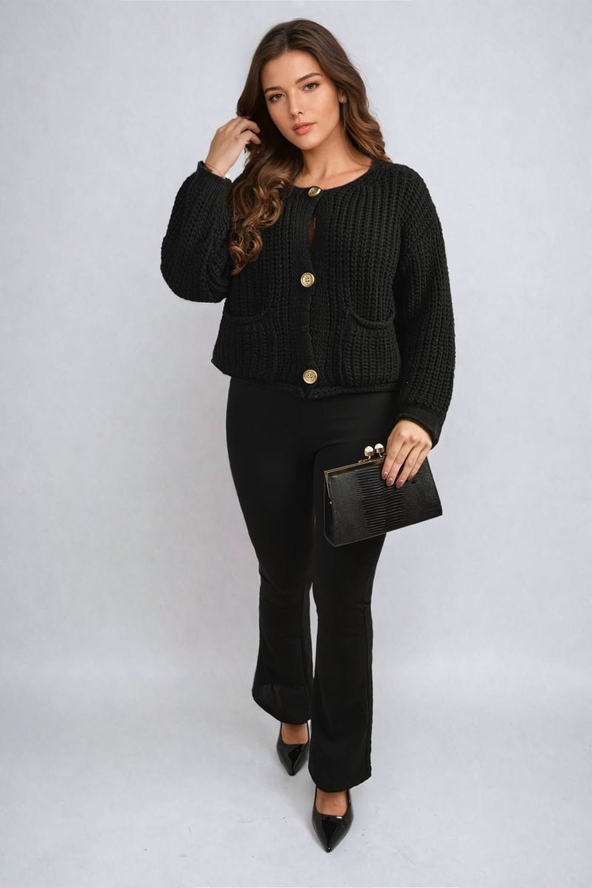 Jessica High Waisted Flare Leg Trouser - Black