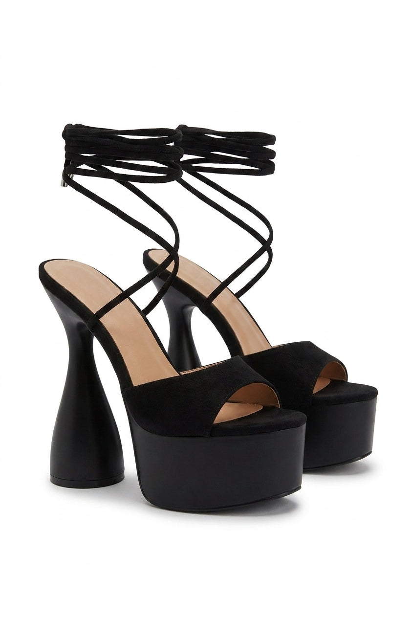 Julia Extreme Platform Strappy High Heels - Black S_wb