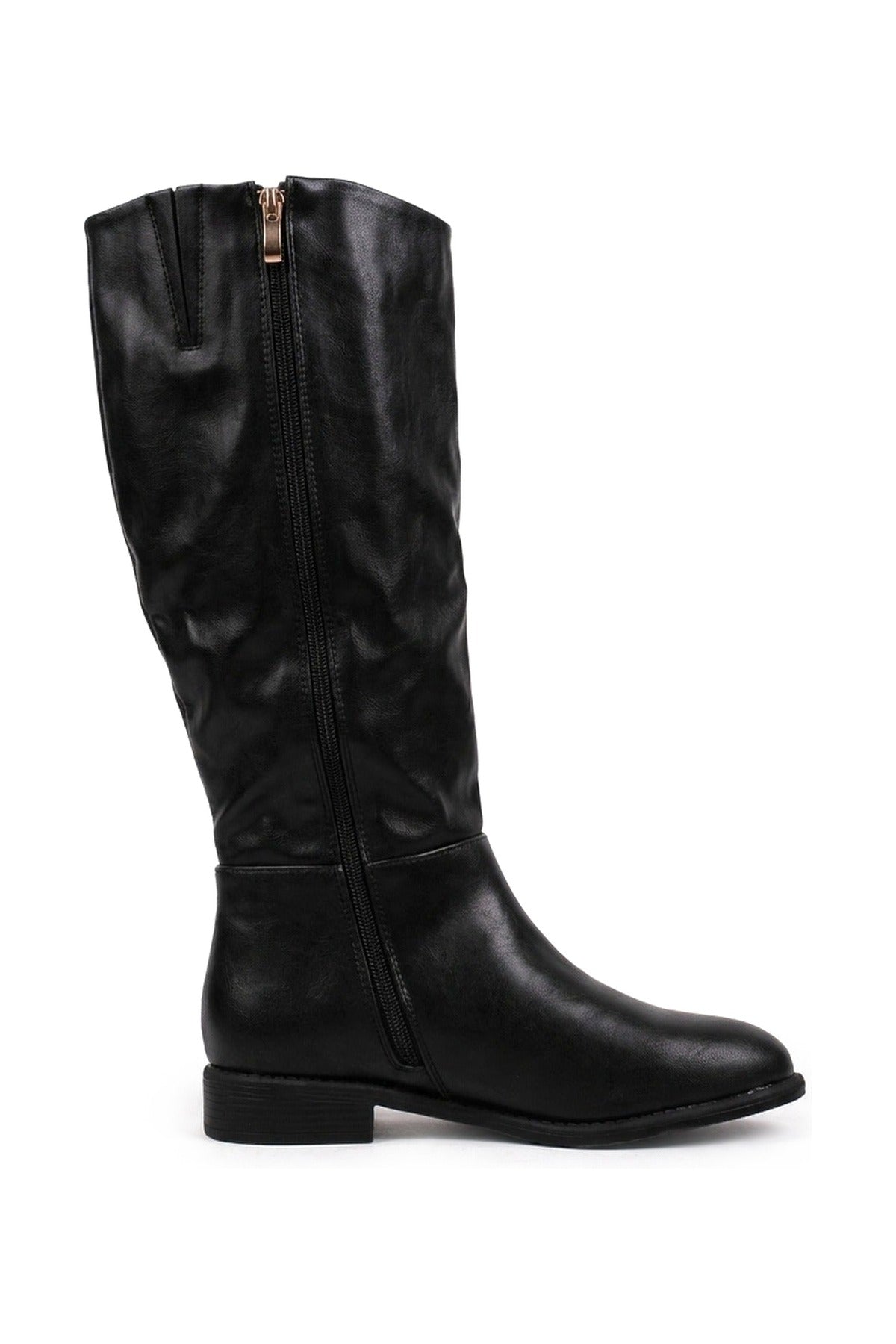 Kasia Knee High Riding Boots - Black Pu_wb