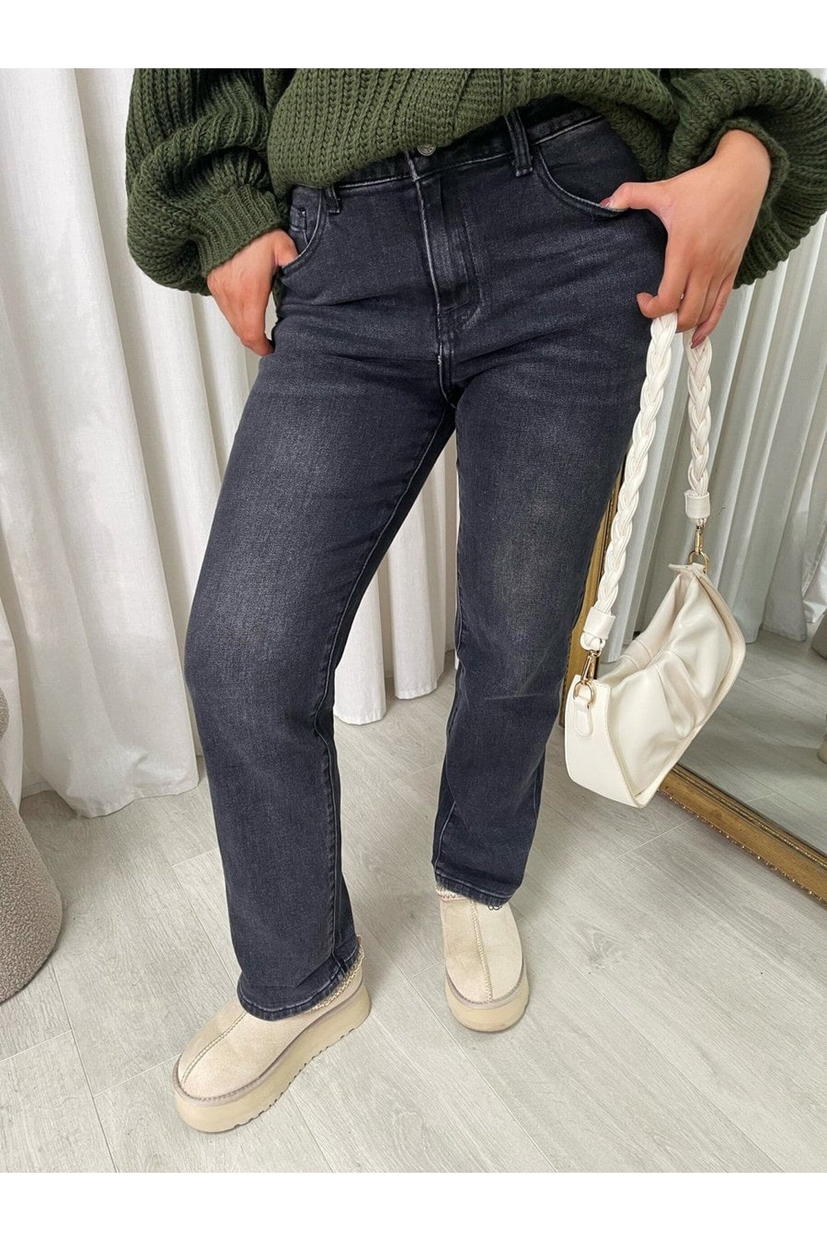 Kathryn Straight Leg High Waist Jeans - Black