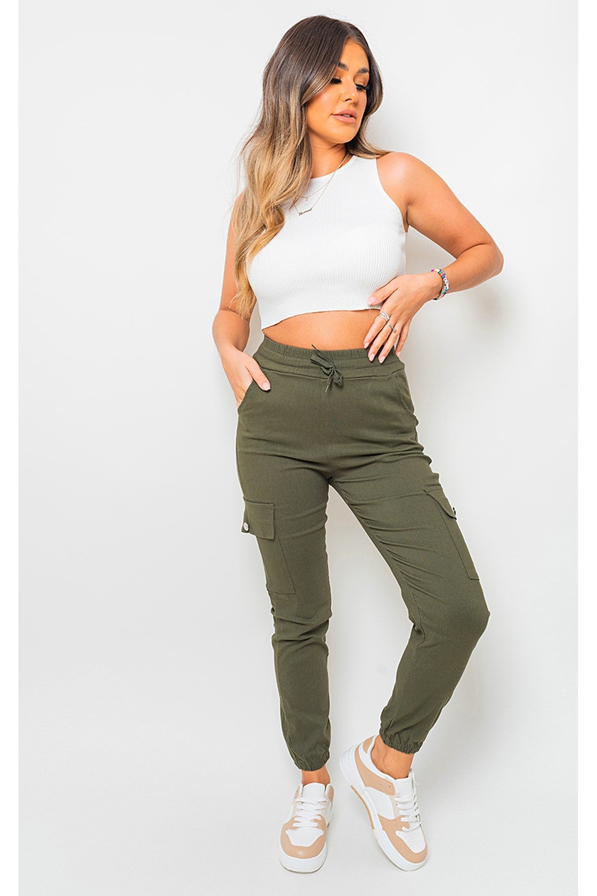 Sylvie Pocket Side Cargo Trouser - Khaki