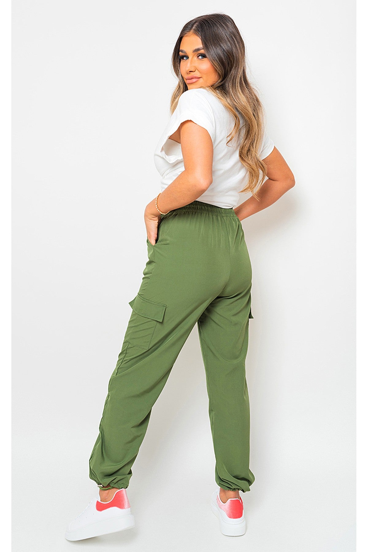 Aubree Casual Drawstring Cargo Pants - Khaki
