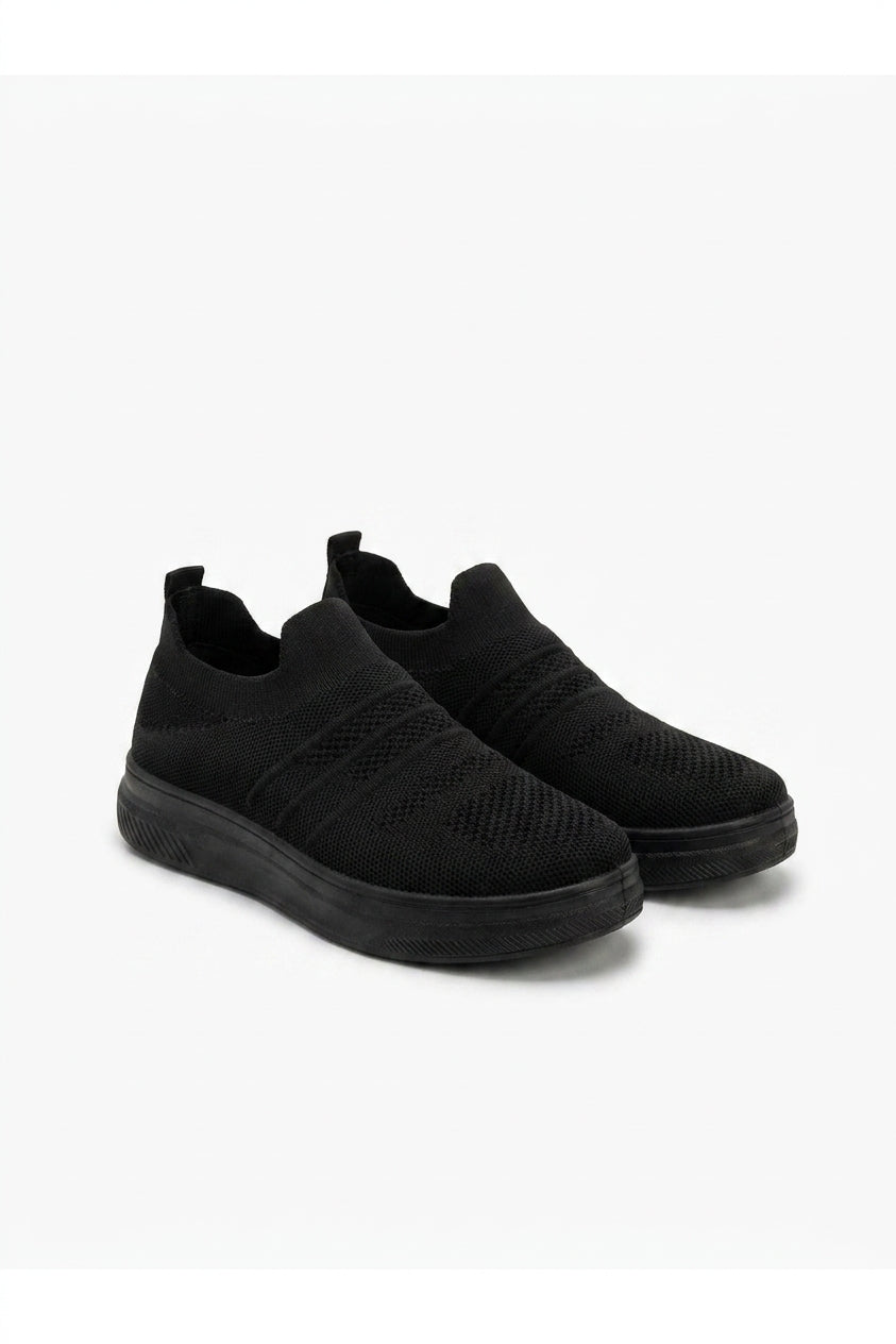 Grace Knit Slip On Trainers - Black