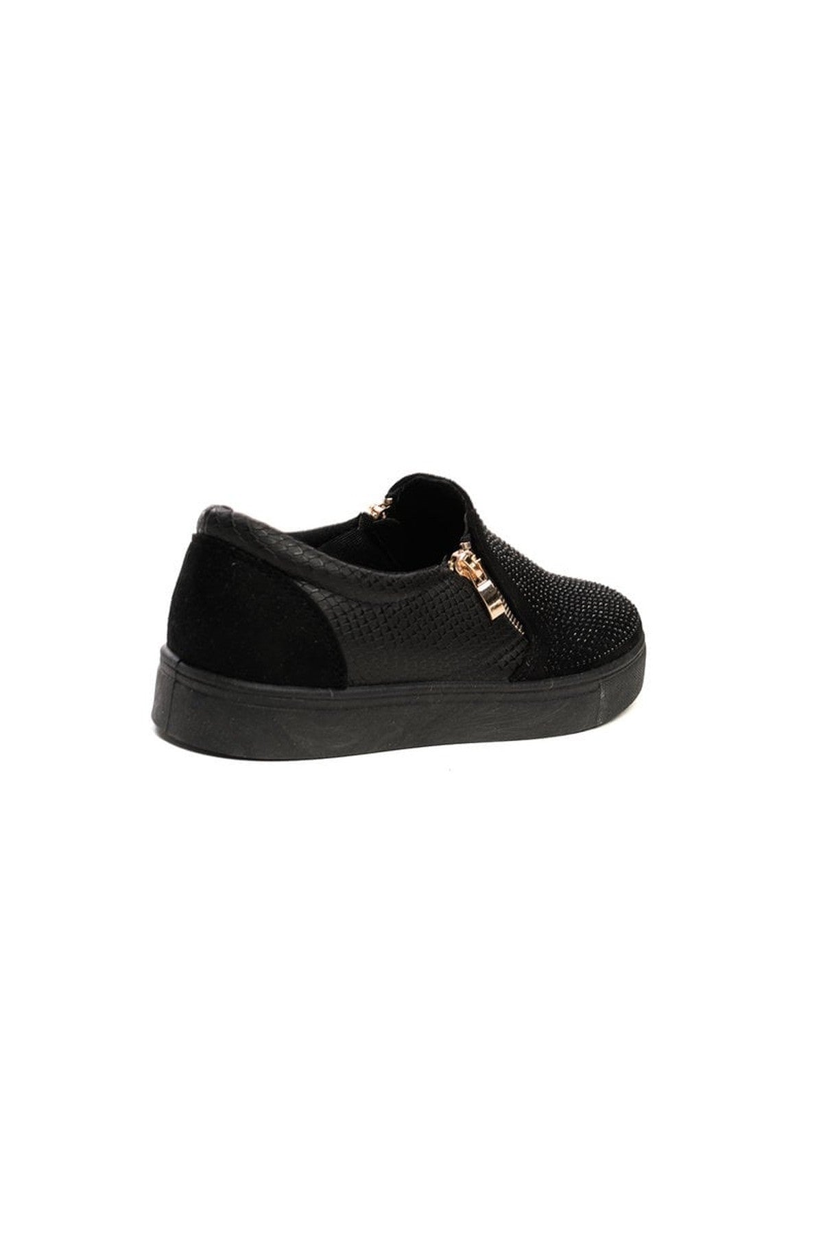 Leah Crystal Suede Zip Pumps Trainers - Black