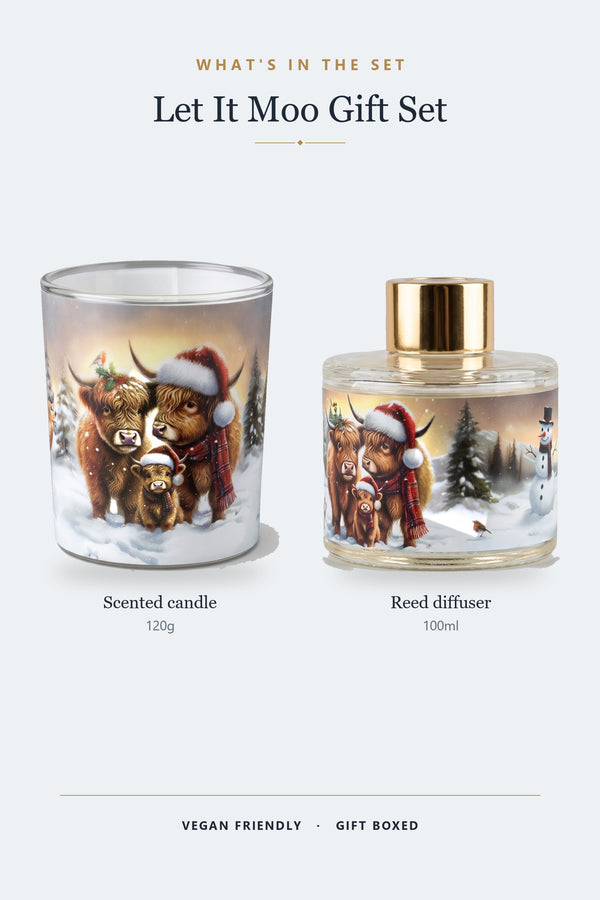 Airpure Let It Moo Reed Diffuser & Candle Set