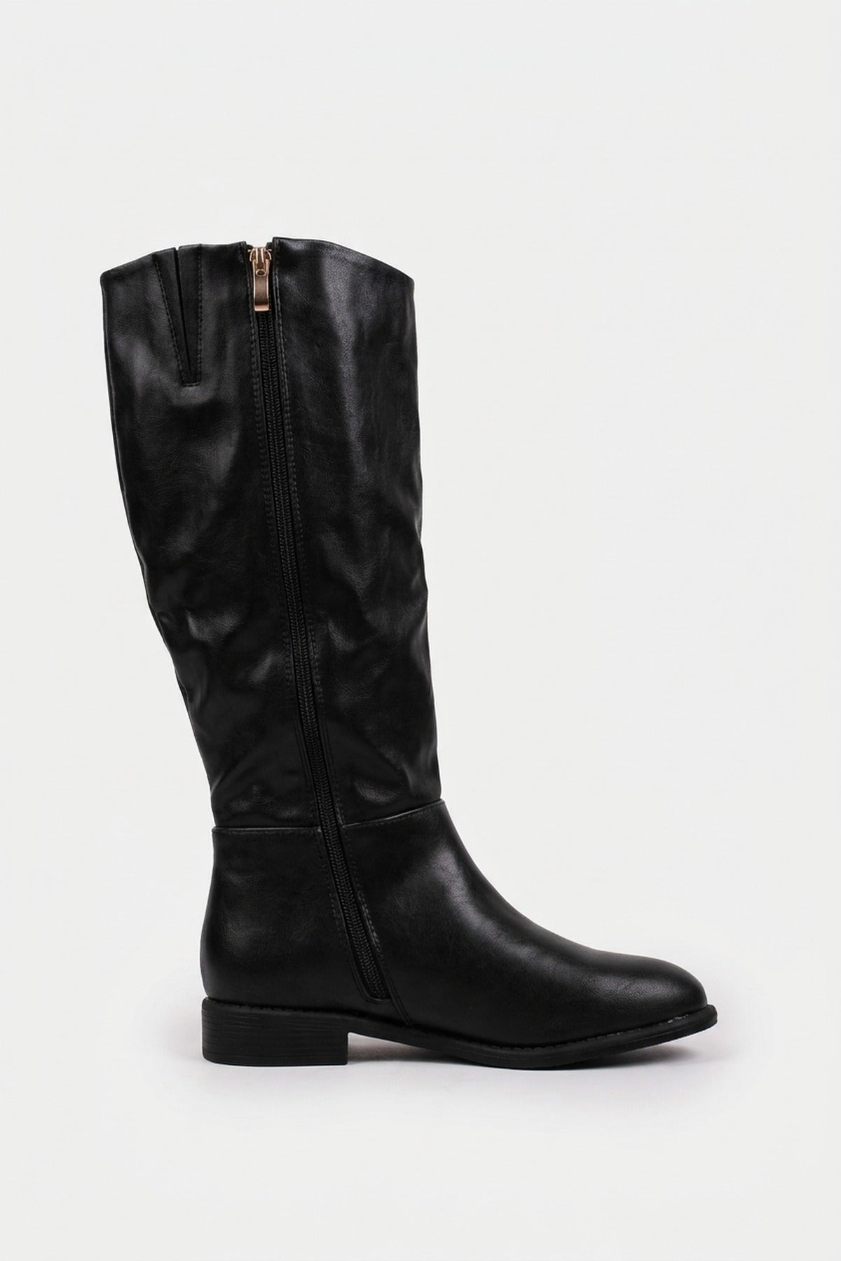 Kasia Knee High Riding Boots - Black Pu