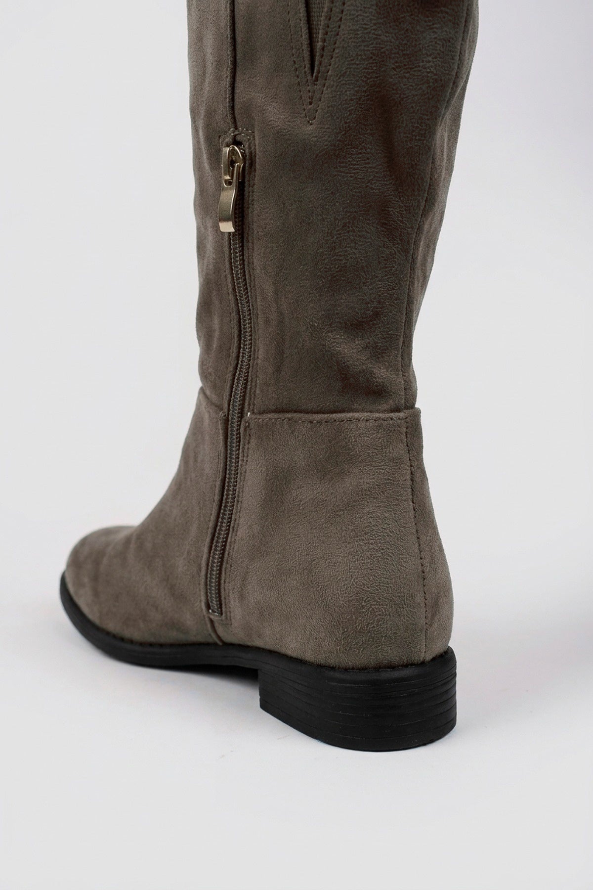 Kasia Knee High Riding Boots - Taupe Suede