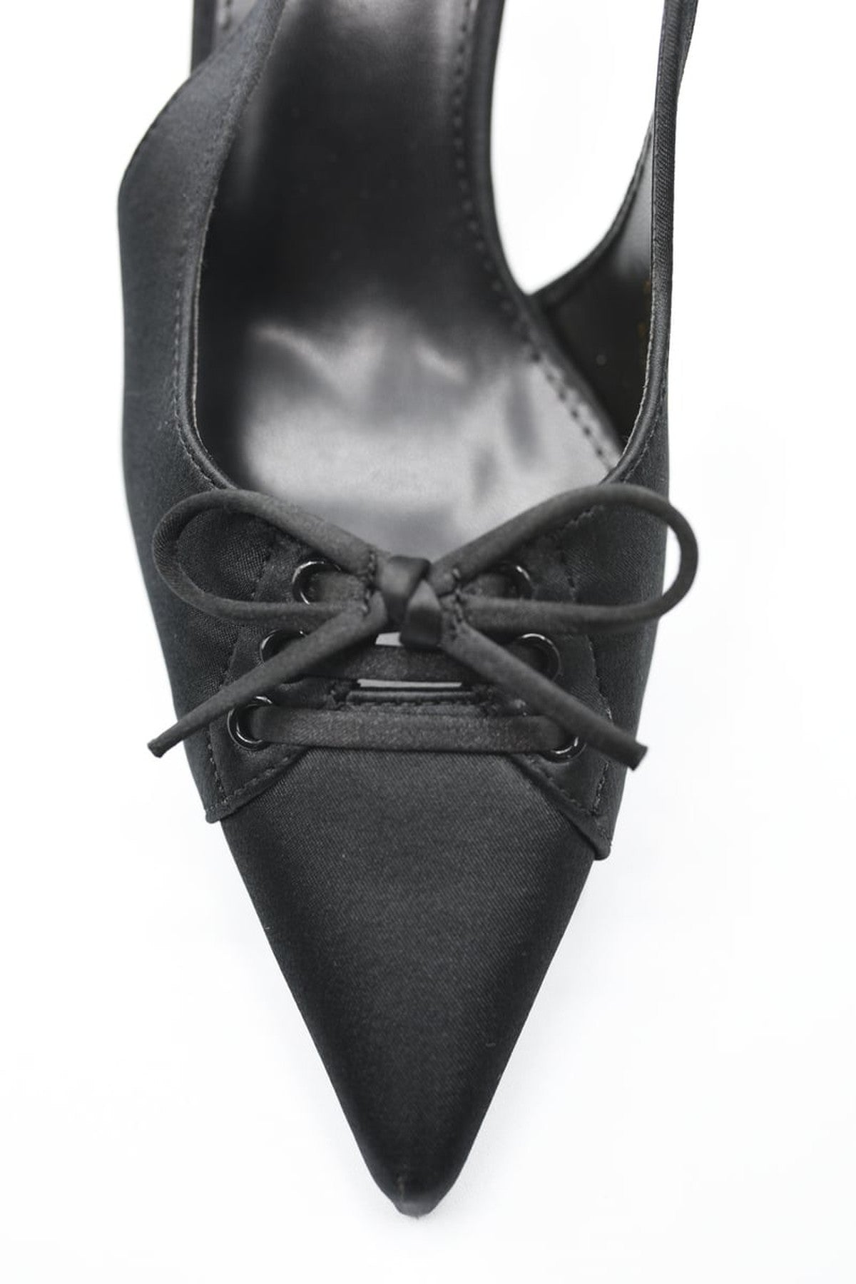 Lilly Sling Back Bow Knot Detail Pointed High Heels - Black