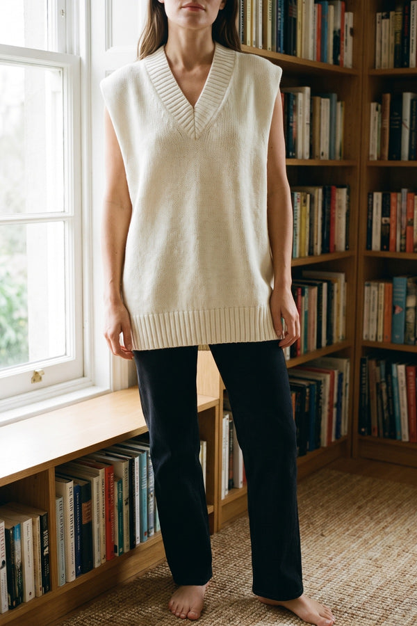 Lois Sleeveless Knitted Vest - Cream
