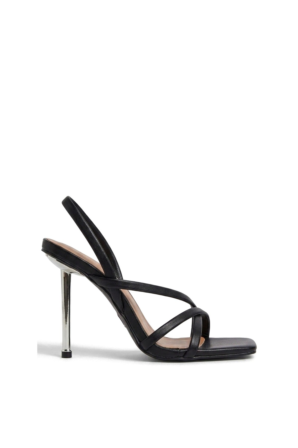 Lucinda Faux Leather Strappy High Heels - Black