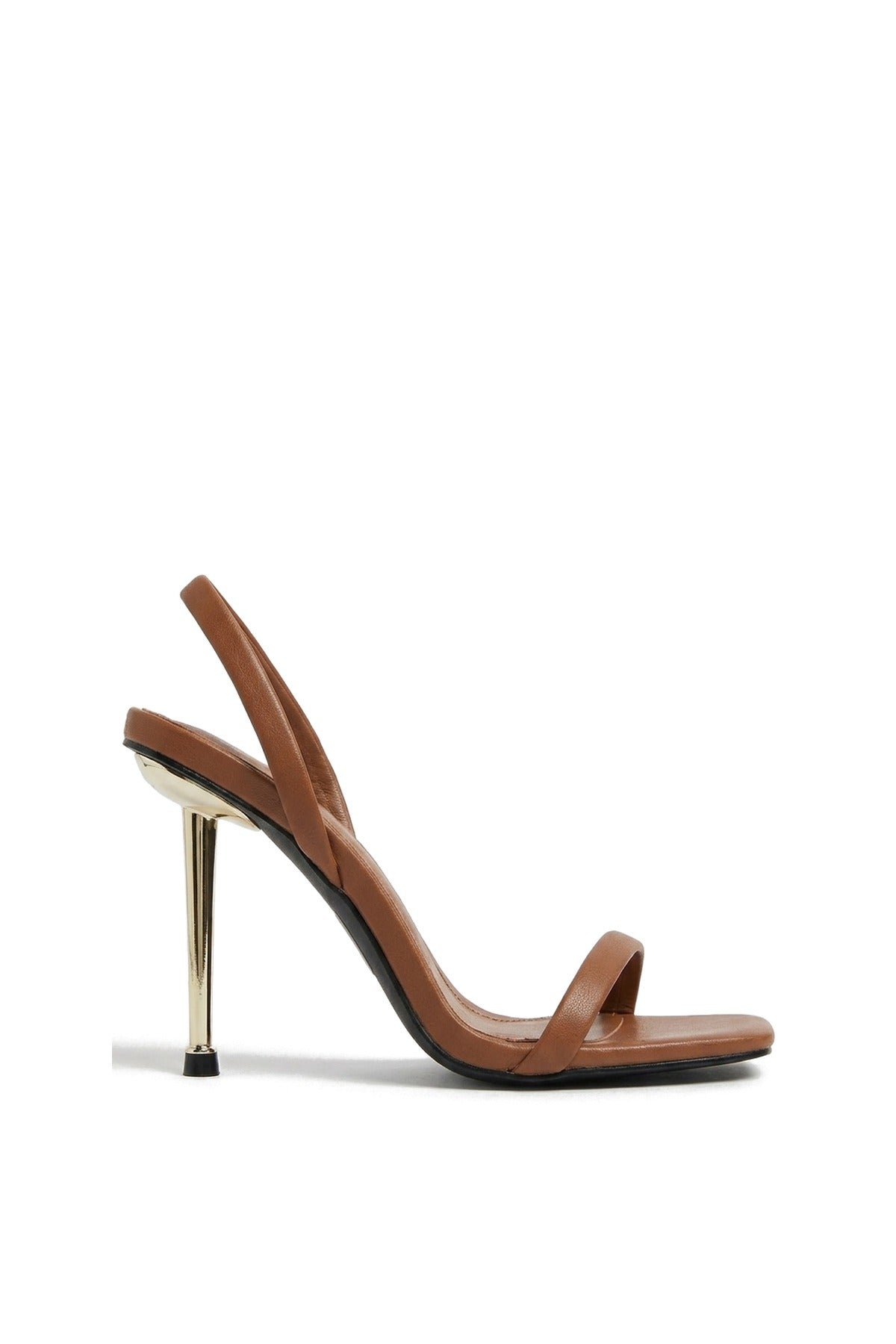 Lucinda Faux Leather Strappy High Heels - Brown