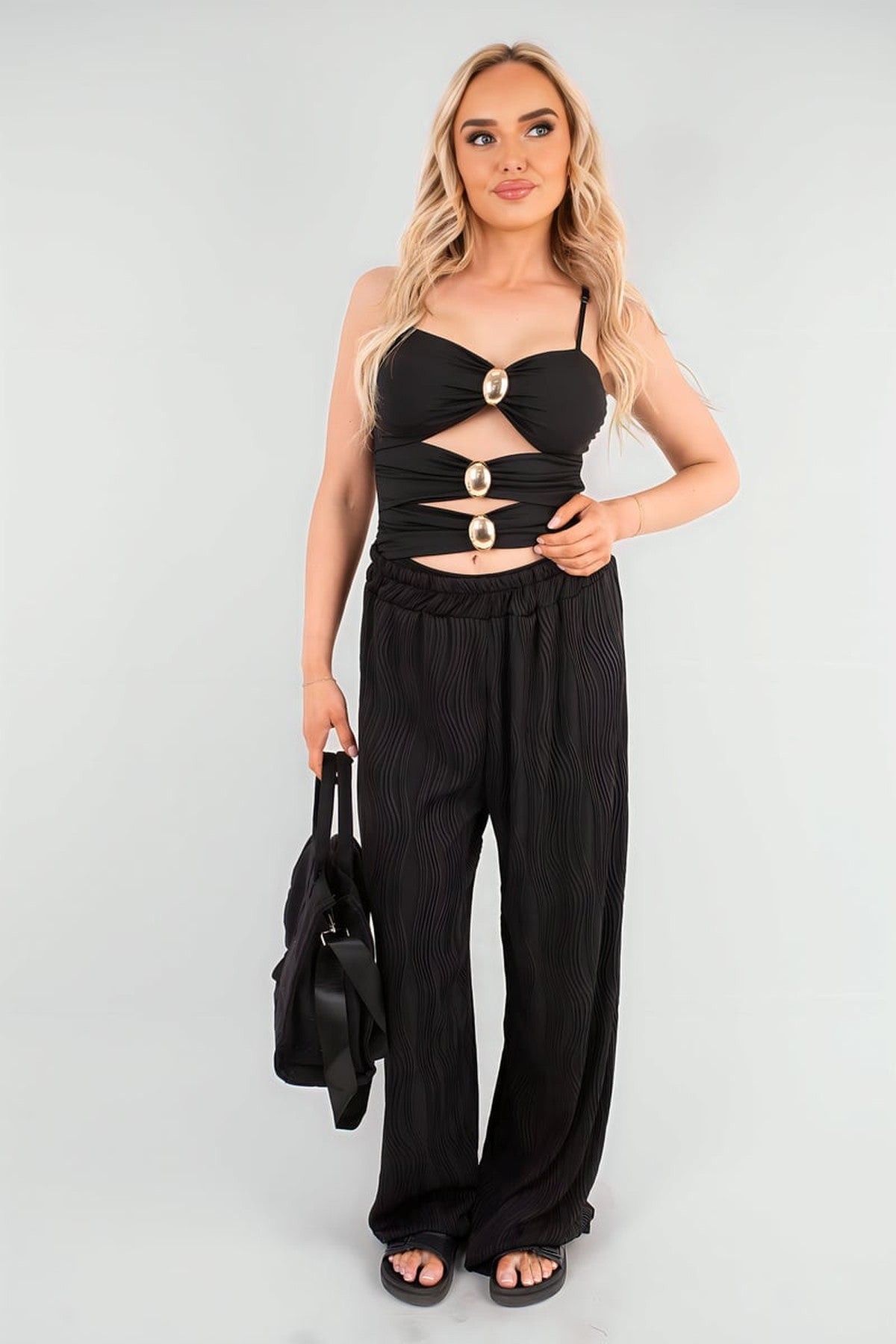 Madelyn Cut Out Sleeveless Bodysuit - Black