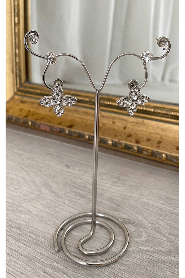 Maia Floral Embellished Earrings - Silver