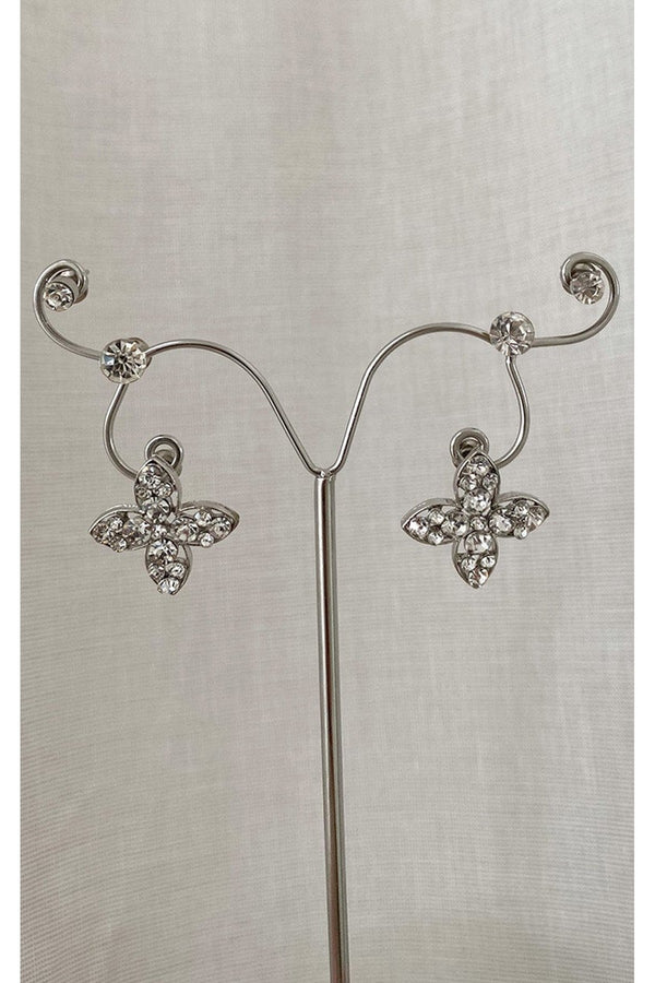 Maia Floral Embellished Earrings - Silver