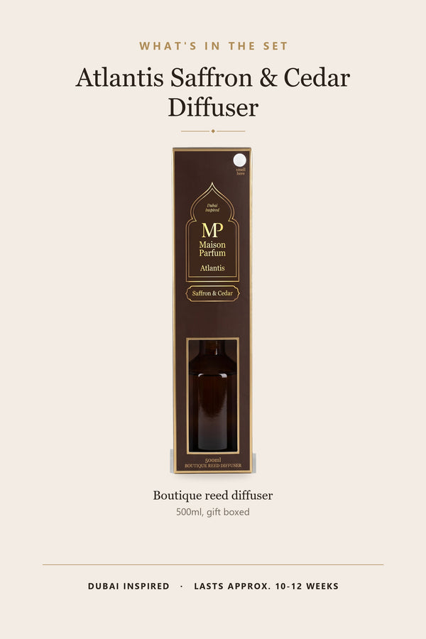 Maison Parfum Atlantis Saffron & Cedar Reed Diffuser 500ml