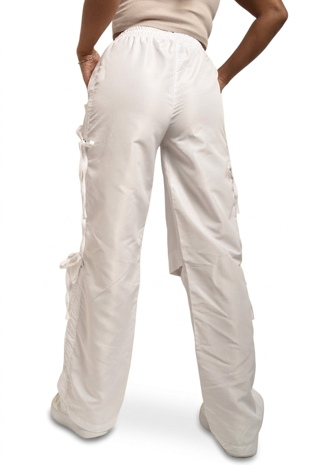 Mandy Knee Cut Out Cargo Trouser - White_wb