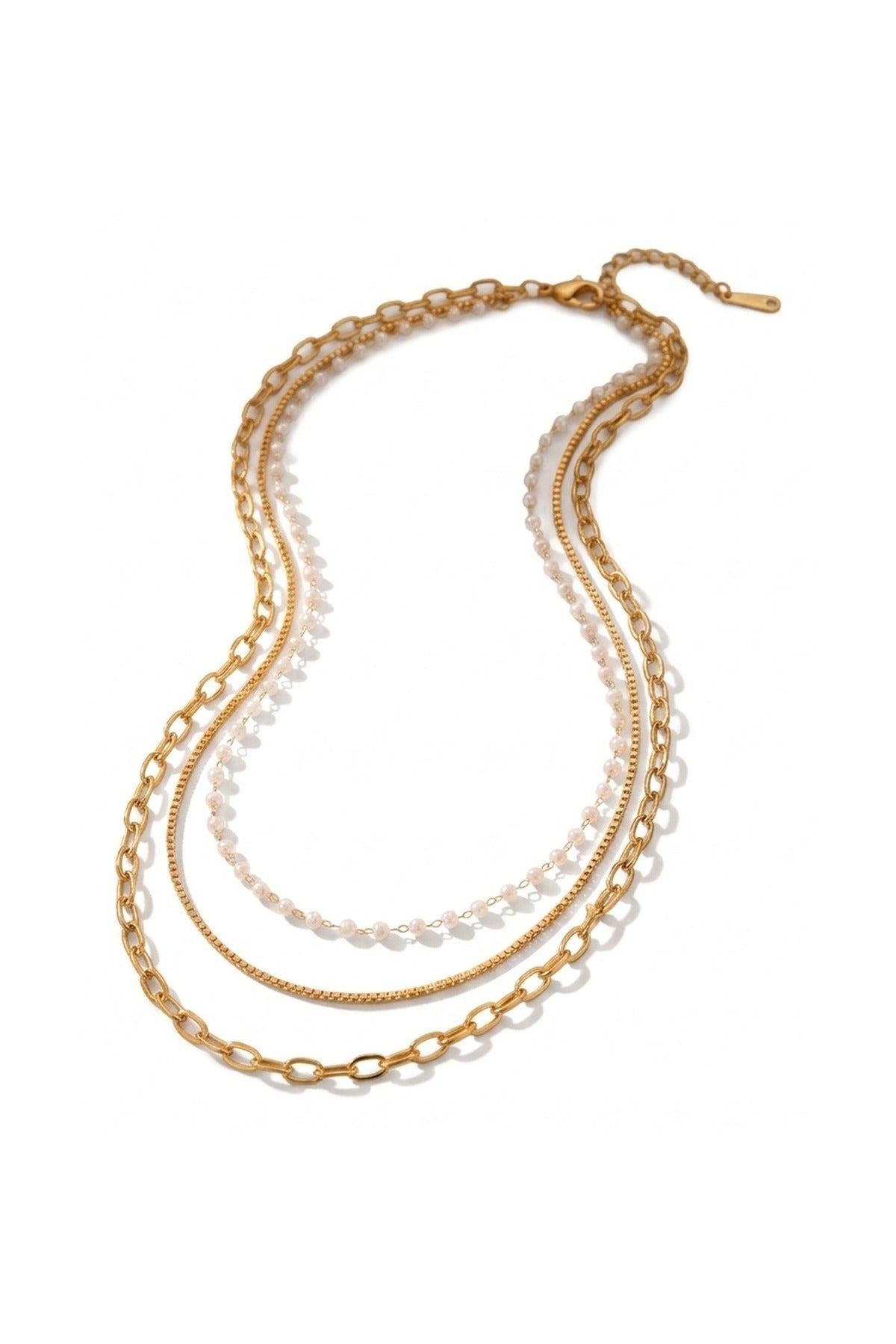 Maranur Elegant Multi Layer Necklace - Gold_wb