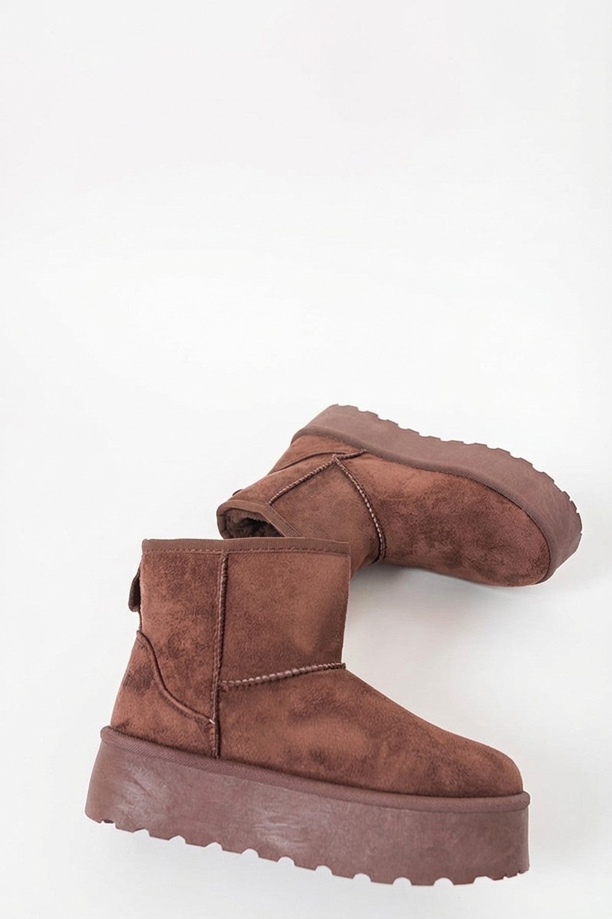 Martha Thick Heel Platform Boots - Brown_wb