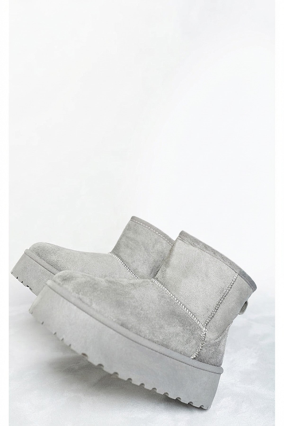 Martha Thick Heel Platform Boots - Grey_wb