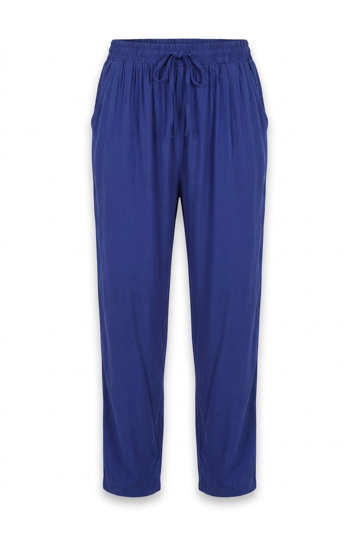 Matilda Drawstring High Waist Trouser With Side Pockets - Royal_wb