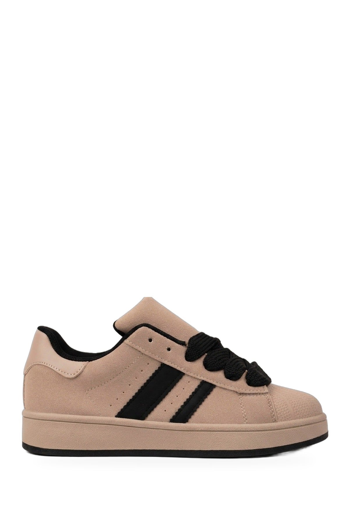 Maud Faux Suede Stripe Trainers - Khaki