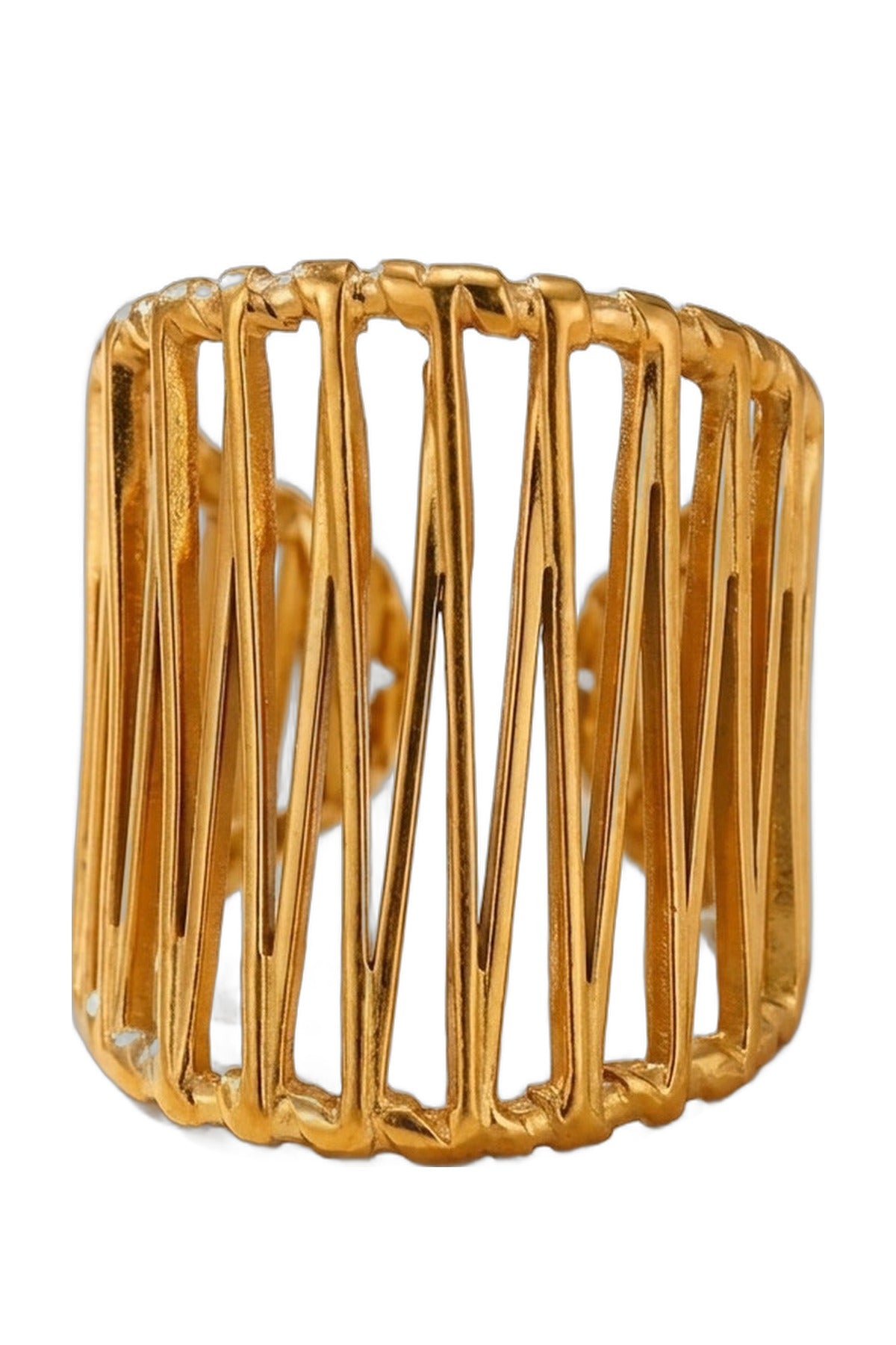 Maureen Wide Openwork Cage Ring - Gold_wb