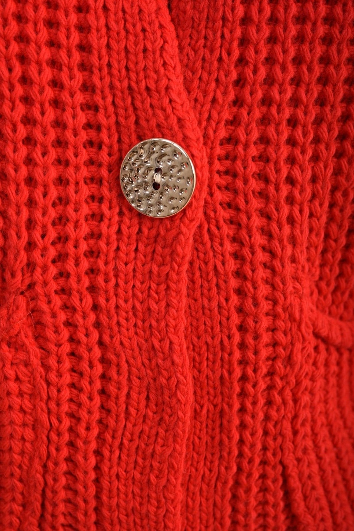 Melissa Chunky Cable Button Knit Cardigan - Red