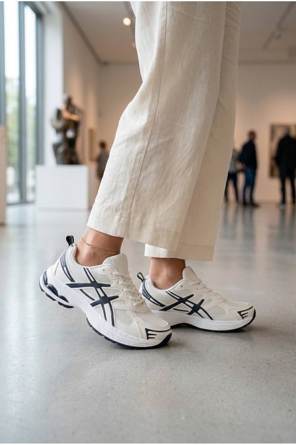 Constance Mixed Media Panelled Trainers - White