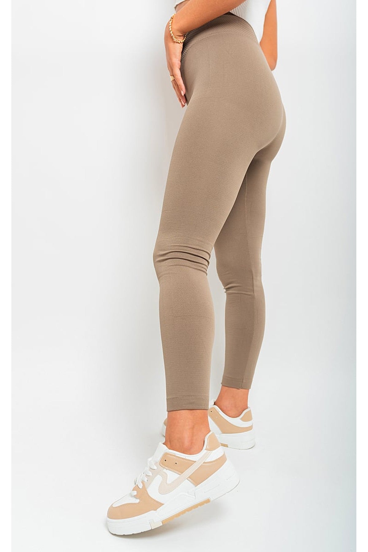 Elaine High Waist Tummy Compression Slimming Leggings - Mocha