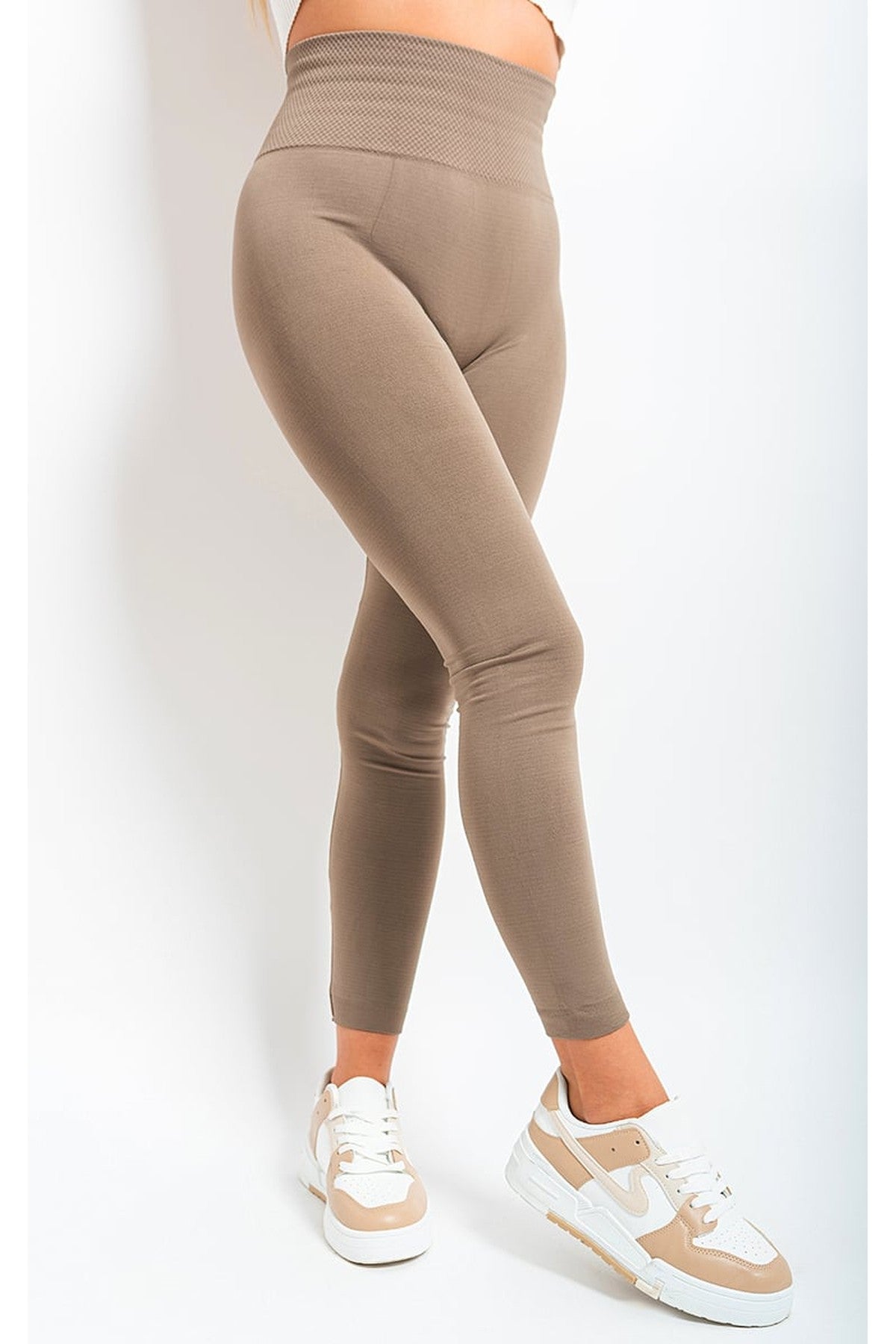 Elaine High Waist Tummy Compression Slimming Leggings - Mocha