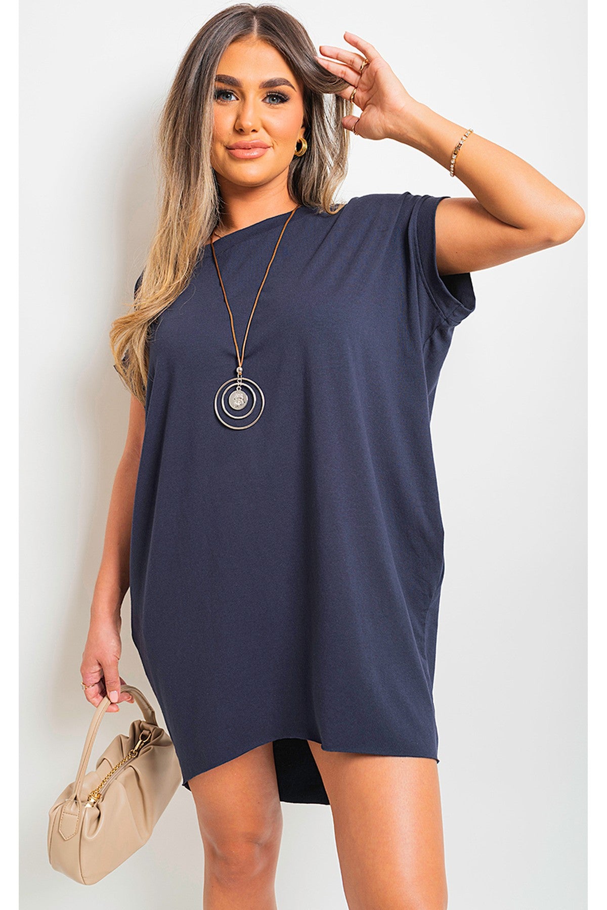 Esme Short Sleeve With Front Pockets Top - Navy