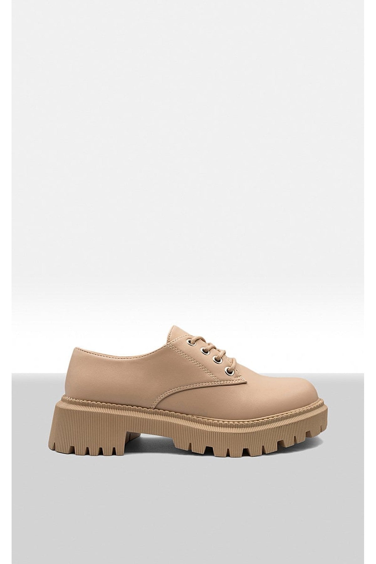 Nayla Chunky Faux Leather Derby Shoes - Nude