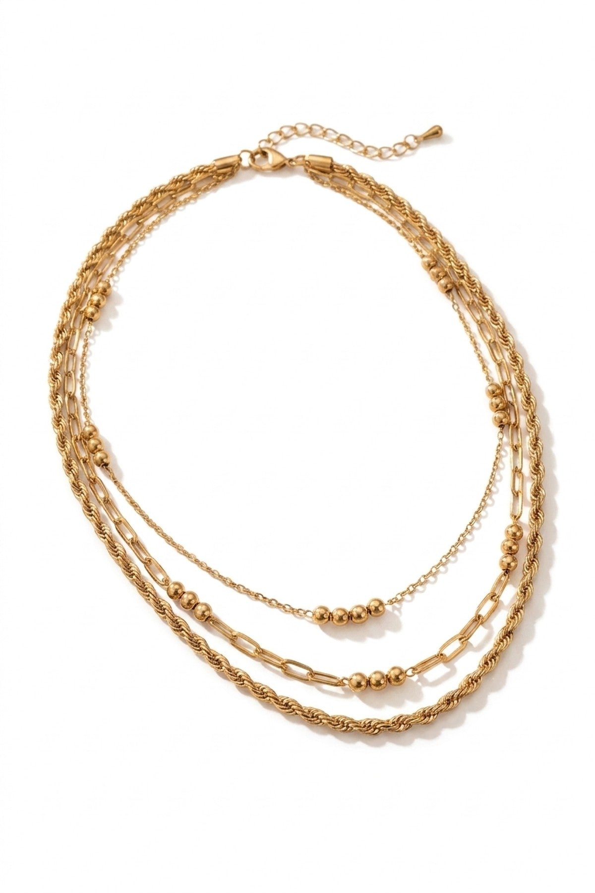 Marianne Layered Gold Tone Multi Chain Necklace - Gold_wb